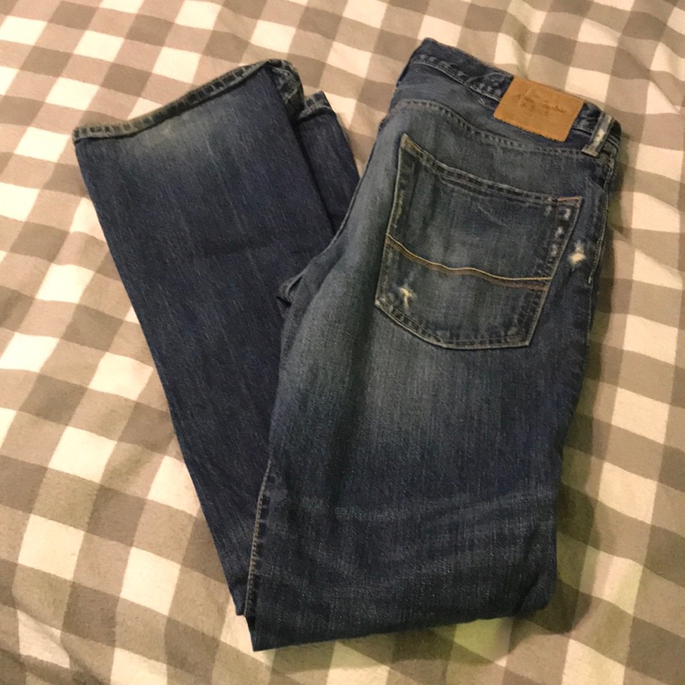 Abercrombie & Fitch low rise slim boot jeans.
